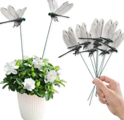 Lollanda 20 st 3D trollslända trädgårdsdekor i svart,trollsländor trädgårdsprydnader för trädgård, krukor, växter, uteplats, dekoration