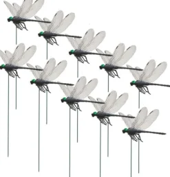 Lollanda 20 st 3D trollslända trädgårdsdekor i svart,trollsländor trädgårdsprydnader för trädgård, krukor, växter, uteplats, dekoration