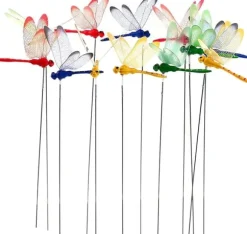 Lollanda 24 st trollsländor trädgårdsprydnader, 3D trollslända trädgårdsdekor, konstgjorda trollsländor uteplats dekoration