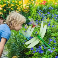 Lollanda 24 st trollsländor trädgårdsprydnader, 3D trollslända trädgårdsdekor, konstgjorda trollsländor uteplats dekoration