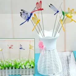 Lollanda 24 st trollsländor trädgårdsprydnader, 3D trollslända trädgårdsdekor, konstgjorda trollsländor uteplats dekoration