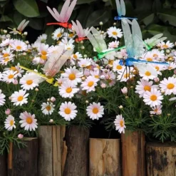 Lollanda 24 st trollsländor trädgårdsprydnader, 3D trollslända trädgårdsdekor, konstgjorda trollsländor uteplats dekoration