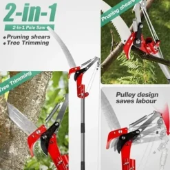 Lollanda 2-i-1 beskärningsverktyg – manuell grensax och höggrensåg, kombinerat trädgårdsverktyg för trädgrensklippning