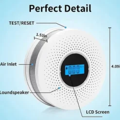 Lollanda 2-i-1 Brand- & Kolmonoxiddetektor för Hemmet – LCD-display och ljudlarm, Batteridriven med Hög Känslighet
