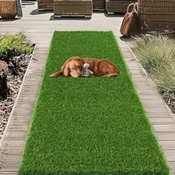 Lollanda Konstgräsmatta utomhus 0,5x2 m – 15 mm tjock, genomsläpplig gräsmatta för balkong, trädgård och uteplats, grön konstgräsmatta