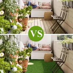 Lollanda Konstgräsmatta utomhus 0,5x2 m – 15 mm tjock, genomsläpplig gräsmatta för balkong, trädgård och uteplats, grön konstgräsmatta