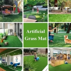 Lollanda Konstgräsmatta utomhus 0,5x2 m – 15 mm tjock, genomsläpplig gräsmatta för balkong, trädgård och uteplats, grön konstgräsmatta