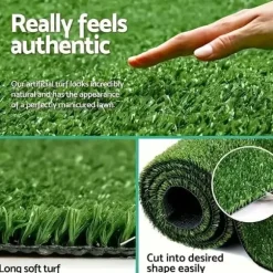 Lollanda Konstgräsmatta utomhus 0,5x2 m – 15 mm tjock, genomsläpplig gräsmatta för balkong, trädgård och uteplats, grön konstgräsmatta