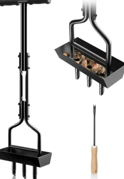 Lollanda Manuell Gräsmatteluftare 96 cm - Håltandsluftare med Jorduppsamlare och 3 ihåliga pinnar