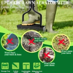 Lollanda Manuell Gräsmatteluftare 96 cm - Håltandsluftare med Jorduppsamlare och 3 ihåliga pinnar