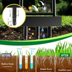 Lollanda Manuell Gräsmatteluftare 96 cm - Håltandsluftare med Jorduppsamlare och 3 ihåliga pinnar