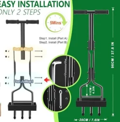 Lollanda Manuell Gräsmatteluftare 96 cm - Håltandsluftare med Jorduppsamlare och 3 ihåliga pinnar