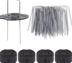 Lollanda Markspikar 50-pack, ankringspinnar för trädgård - Rostfritt Stål, U-formade, Växthus - Silver - 100 × 40×3 mm