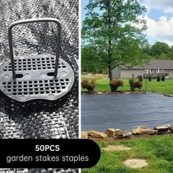 Lollanda Markspikar 50-pack, ankringspinnar för trädgård - Rostfritt Stål, U-formade, Växthus - Silver - 100 × 40×3 mm