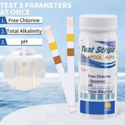 Lollanda 50-pack 3-i-1 Pooltestremsor och Spa-teststickor - pH, Vattentestare, Alkalinitet, Fritt Klor