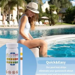 Lollanda 50-pack 3-i-1 Pooltestremsor och Spa-teststickor - pH, Vattentestare, Alkalinitet, Fritt Klor