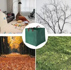 Lollanda 2-pack Trädgårdssäckar 270L – Självstående Trädgårdspåsar med Handtag 65x65x65 cm, för Löv, Gräs, Ved & Trädgårdsavfall