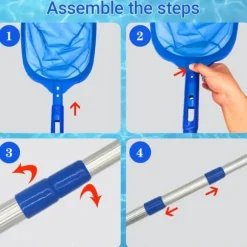 Lollanda Poolhåv/Poolskummarhåv med justerbar teleskopisk aluminiumstång, Utdragbar från 44 cm till 90 cm Lövskummar för Pool & Spa