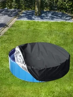 Lollanda Rund Poolöverdrag runt för Barn – Täckduk för pool,Skydd till Sandlåda & Leksaker, Solskydd och Överdrag till Hundpool, 162x30cm