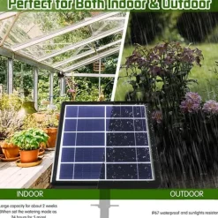Lollanda Solcellsbevattning med timer – Automatisk droppbevattning 15m med anti-sifon för trädgård, växthus och grönsaker