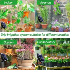 Lollanda Solcellsbevattning med timer – Automatisk droppbevattning 15m med anti-sifon för trädgård, växthus och grönsaker