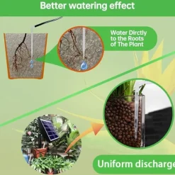 Lollanda Solcellsbevattning med timer – Automatisk droppbevattning 15m med anti-sifon för trädgård, växthus och grönsaker