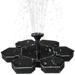 Lollanda Solcellsdriven Fontänpump med 7 Munstycken - Flytande Sol Fontänpump, för Trädgård, Pool och Fågelbad