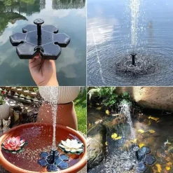 Lollanda Solcellsdriven Fontänpump med 7 Munstycken - Flytande Sol Fontänpump, för Trädgård, Pool och Fågelbad