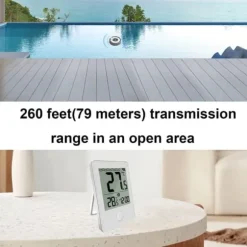 Lollanda Trådlös Flytande Pooltermometer med LED-display, Vattentålig IPX8 - För Pool & Spa