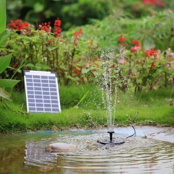 Lollanda 5W Solcellsdriven Fontänpump med 6 Munstycken - Flytande Sol Fontänpump, för Fågelbad och Trädgård