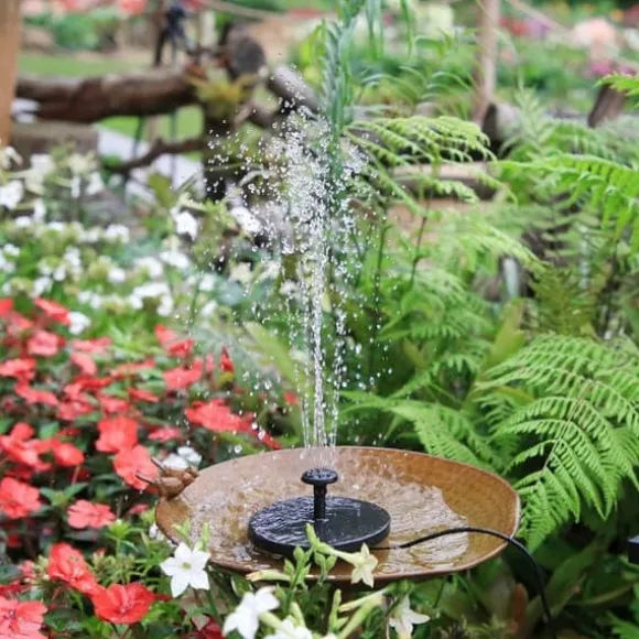 Lollanda 5W Solcellsdriven Fontänpump med 6 Munstycken - Flytande Sol Fontänpump, för Fågelbad och Trädgård