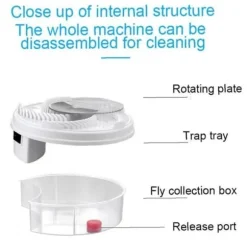 LOVELY Flugfälla, USB Automatisk flugfångare Rund Löstagbar elektrisk insektsfälla Vabelfälla Vit