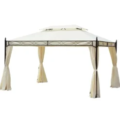 Lyxpaviljong 3x4 m, creme – partytält för trädgård & terrass