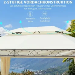 Lyxpaviljong 3x4 m, creme – partytält för trädgård & terrass