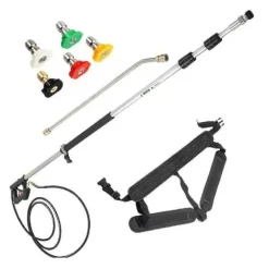 1,5-6m 4000PSI 9GPM högtryckstvätt teleskopisk förlängningsstav med 5 munstycken, för 3/8" snabbkoppling, stark rengöringseffekt