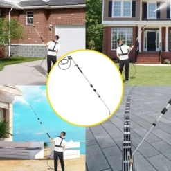 1,5-6m 4000PSI 9GPM högtryckstvätt teleskopisk förlängningsstav med 5 munstycken, för 3/8" snabbkoppling, stark rengöringseffekt