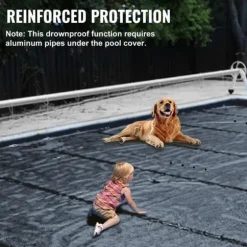 4m x 7m poolskydd, pool säkerhetsskydd, slitstarkt PVC-material, förbättrad säkerhet, skyddad mot skräp och löv, lätt att installera