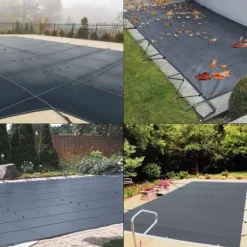 4m x 7m poolskydd, pool säkerhetsskydd, slitstarkt PVC-material, förbättrad säkerhet, skyddad mot skräp och löv, lätt att installera