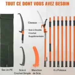 Manuell grensåg, 2,2-8,2 m teleskopisk, stålklinga, glasfiberhandtag