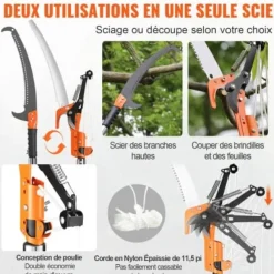 Manuell grensåg, 2,2-8,2 m teleskopisk, stålklinga, glasfiberhandtag