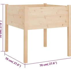 Massiv furu odlingslåda för blommor och växter | Storlek: 70x70x70 cm