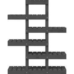 Massivt furuväxtställ med hyllor - Växtdekoration | Färg: Grå | Storlek: 85x25x109,5 cm