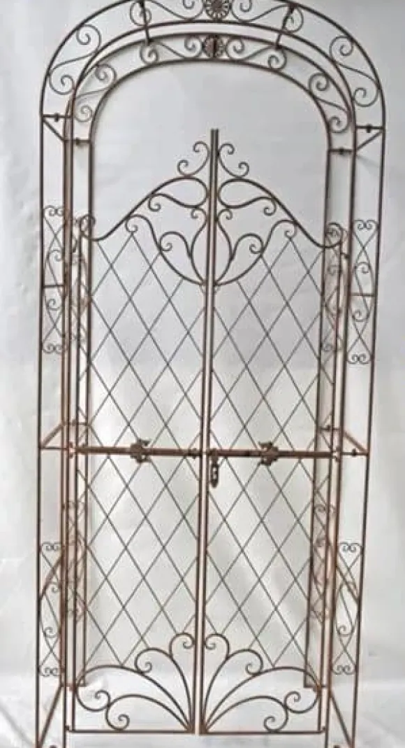 Melissa Metal Rose Arch with Gate - White, Climbing Plant Support, Garden Decor, 220x120x40cm