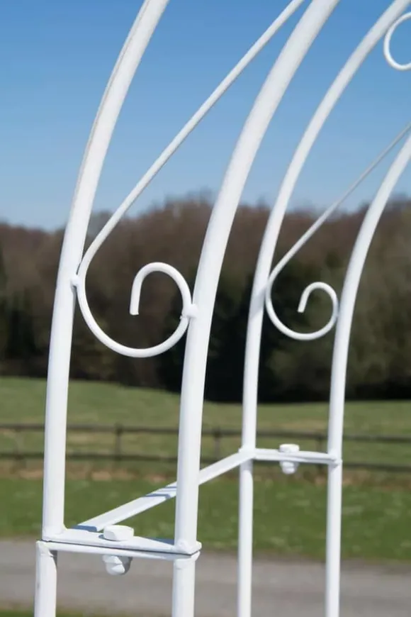 Melissa Metal Rose Arch with Gate - White, Climbing Plant Support, Garden Decor, 220x120x40cm