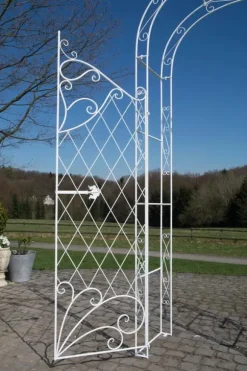Melissa Metal Rose Arch with Gate - White, Climbing Plant Support, Garden Decor, 220x120x40cm