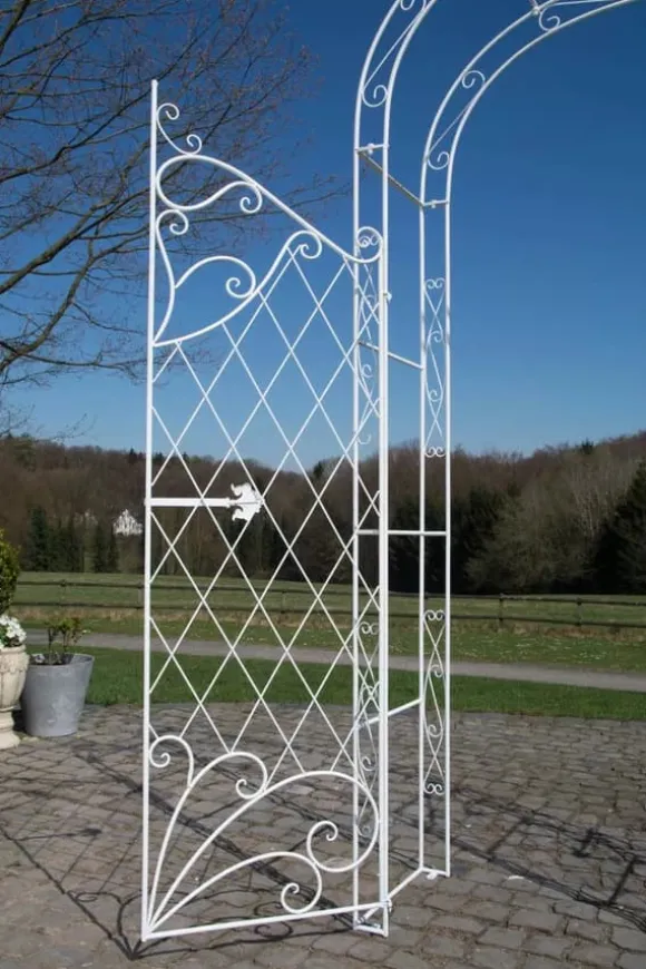 Melissa Metal Rose Arch with Gate - White, Climbing Plant Support, Garden Decor, 220x120x40cm