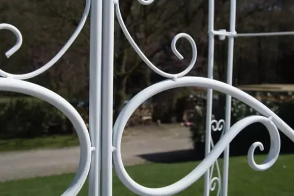 Melissa Metal Rose Arch with Gate - White, Climbing Plant Support, Garden Decor, 220x120x40cm