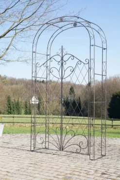 Melissa Rose Arch with Gate - Handcrafted Iron Climbing Plant Support, Bronze Finish, 220cm