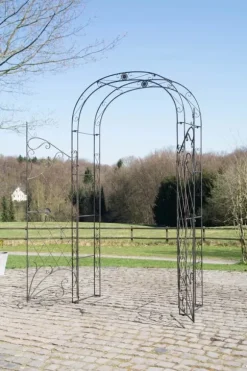 Melissa Rose Arch with Gate - Handcrafted Iron Climbing Plant Support, Bronze Finish, 220cm