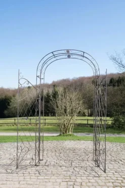 Melissa Rose Arch with Gate - Handcrafted Iron Climbing Plant Support, Bronze Finish, 220cm